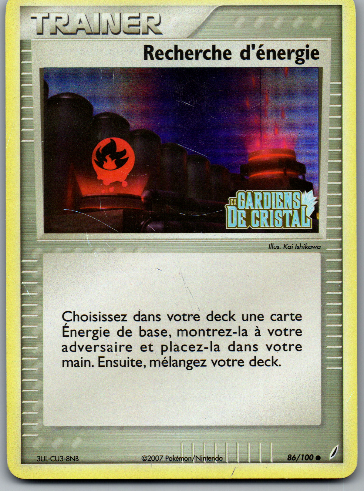Recherche d'Énergie Reverse Holo (86/100) Commune (Heavily Played)