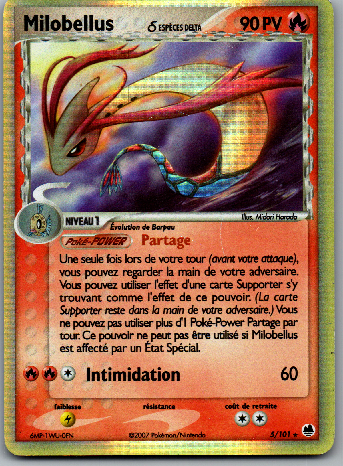 Milobellus Espèces Delta (5/101) Rare Holo EX Île des Dragons (Good)
