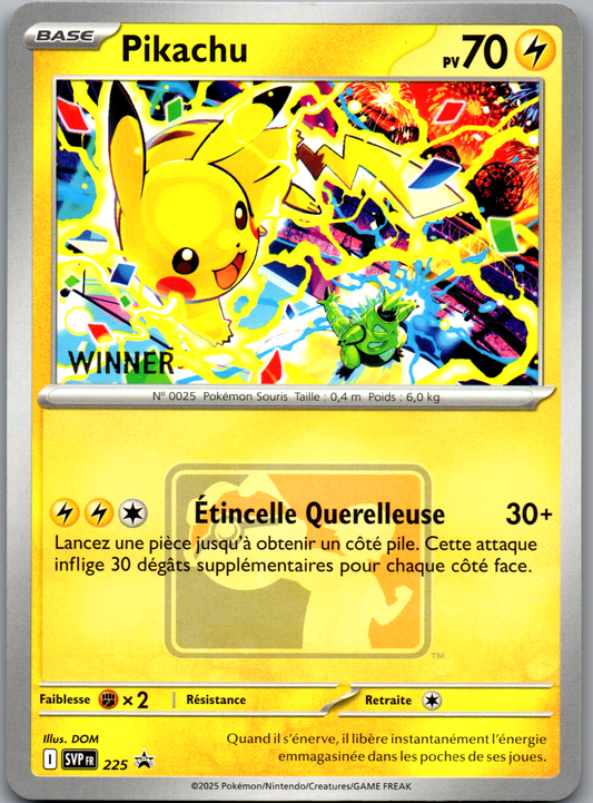 Pikachu (SVP FR 225) Promo Stamp WINNER (Near Mint)