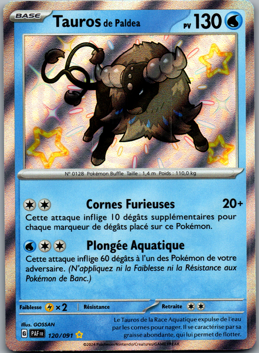 Tauros de Paldea Race Aquatique (120/091) Shiny Rare (Near Mint)