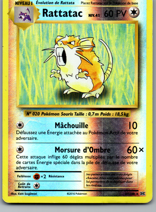Rattatac (67/108) Rare Reverse Holo (Light Played)