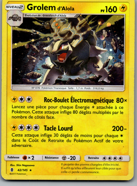 Golem d'Alola (42/145) Rare Holo (Good)