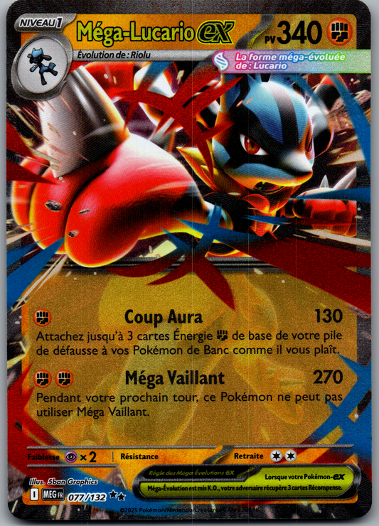 Méga-Lucario ex (077/132) Double Rare Holo Méga-Évolution (Near Mint)