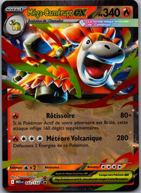 Méga-Camérupt ex (022/132) Double Rare Holo Méga-Évolution (Near Mint)