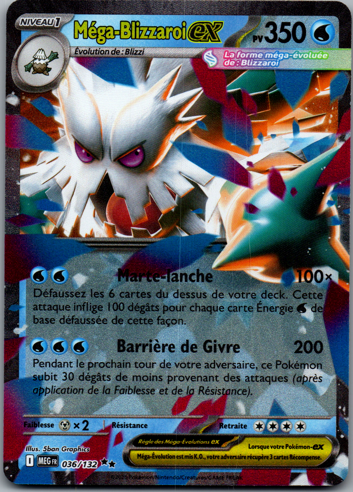 Méga-Blizzaroi ex (036/132) Double Rare Holo Méga-Évolution (Near Mint)