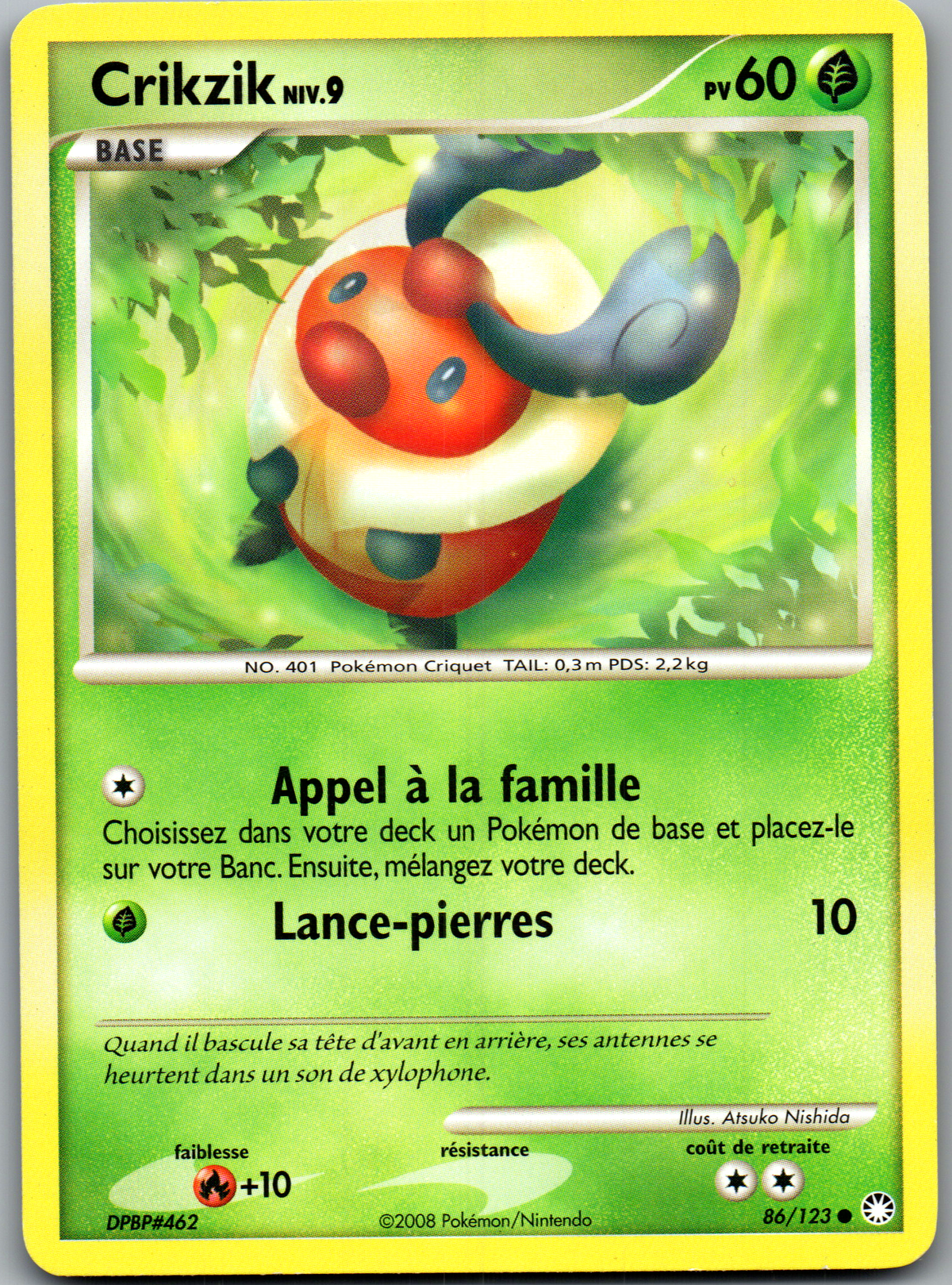 Crikzik Niv.9 (Kricketot LV.9) (086/123) Commune (Near Mint)