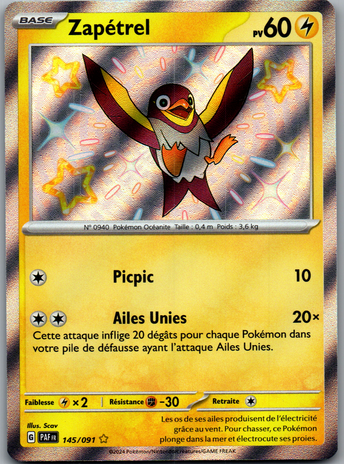 Zapétrel (145/091) Shiny Rare Holo (Near Mint)