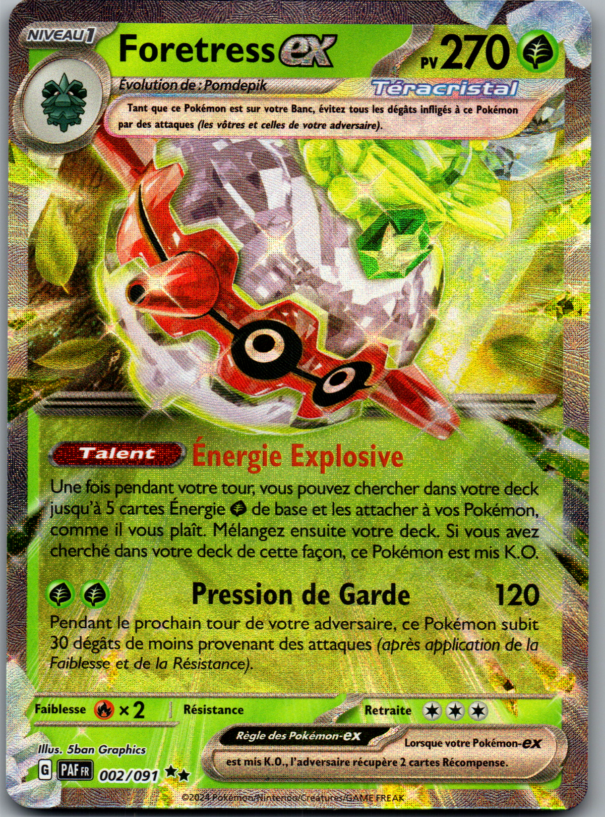 Foretress ex (002/091) Double Rare Holo ex Téracristal (Near Mint)