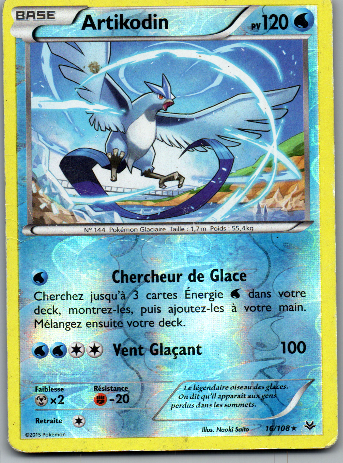 Artikodin (016/108) Rare Reverse Holo Ciel Rugissant (Light Played)