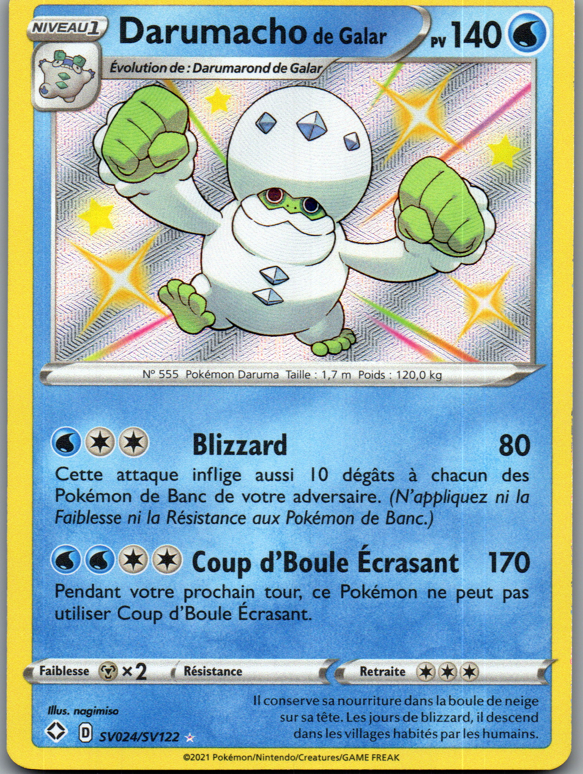 Darumacho de Galar (SV024/SV122) Rare Shiny Holo Destinées Radieuses (Near Mint)