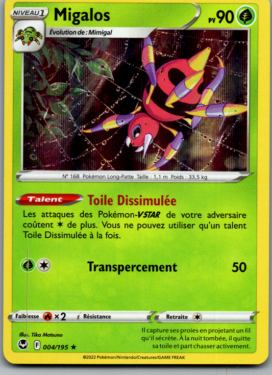Migalos (004/195) Rare Holo Tempête Argentée (Near Mint)