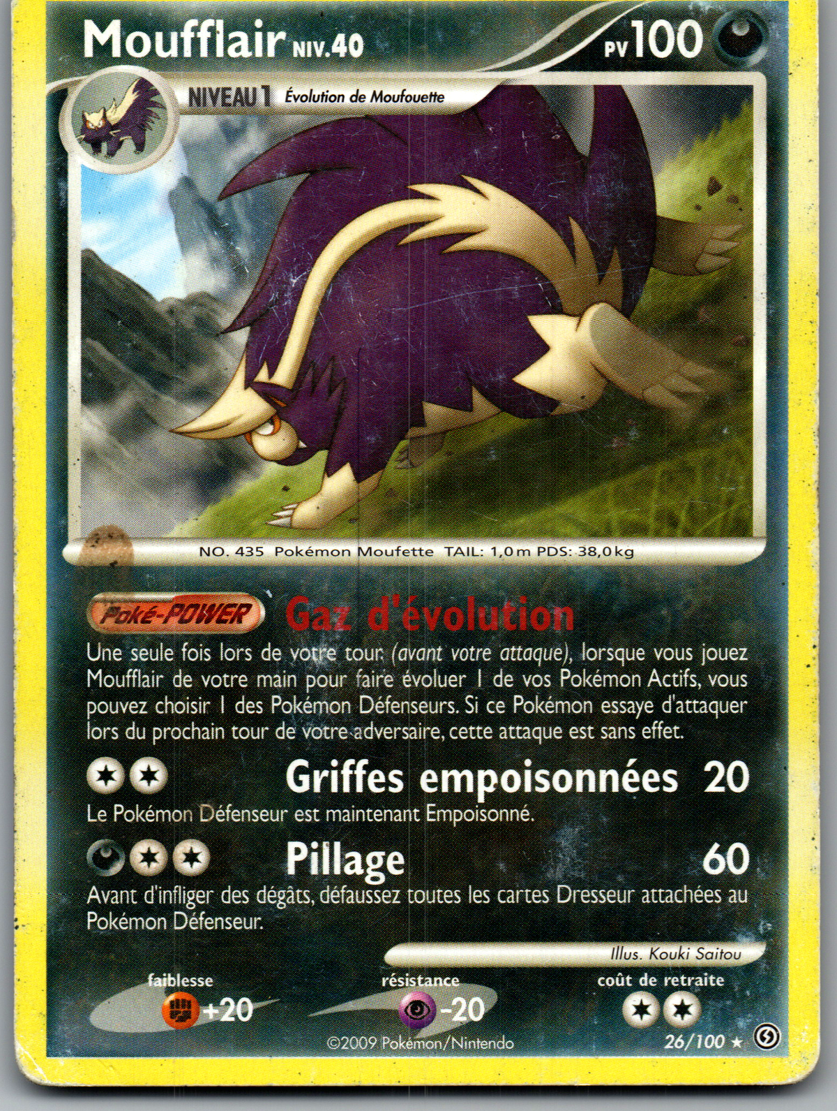 Moufflair Niv.40 (26/100) Rare Non-Holo Tempête (Played)