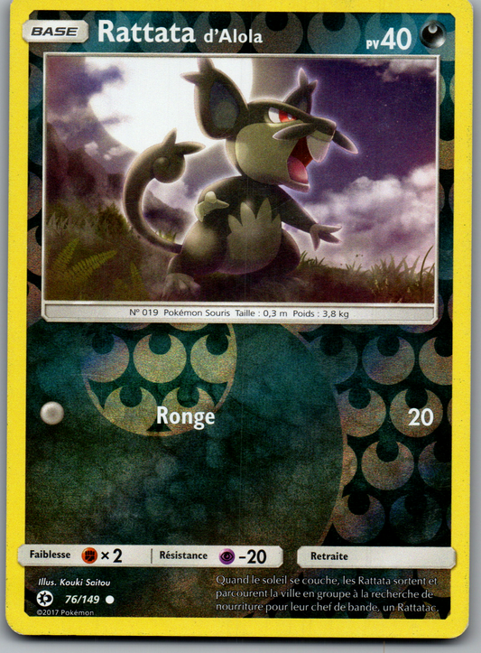 Rattata d’Alola 76/149 Reverse Soleil et Lune FR Excellent