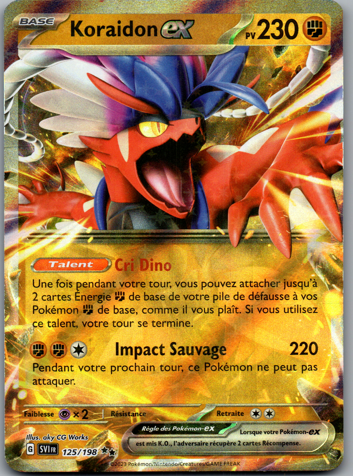 Koraidon ex 125/198 Double Rare Holo Écarlate et Violet FR Excellent