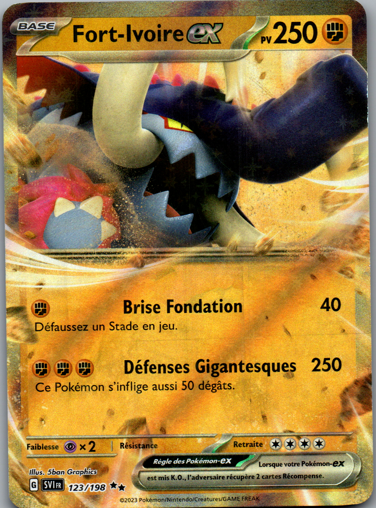 Fort Ivoire ex 123/198 Double Rare Holo Écarlate et Violet FR Good