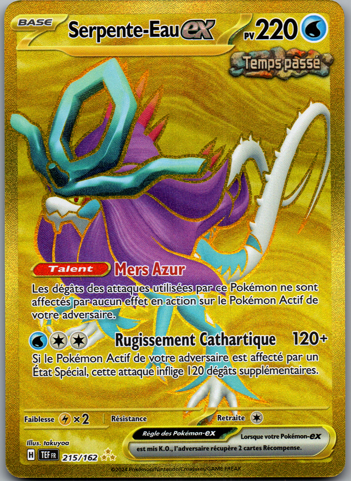 Serpente Eau ex 215/162 Hyper Rare Gold Forces Temporelles FR Near Mint