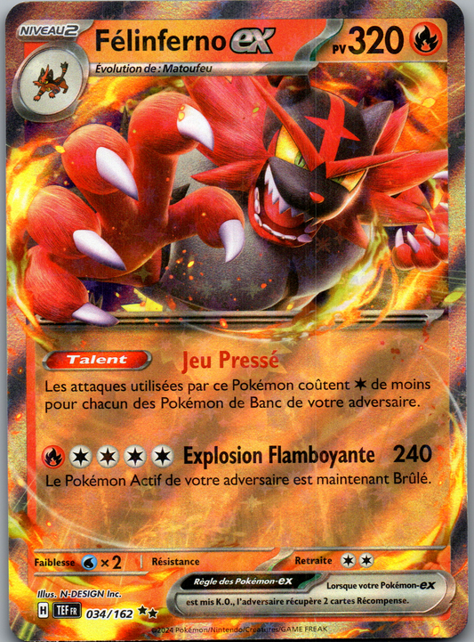 Félinferno ex 034/162 Double Rare Holo Forces Temporelles FR Near Mint