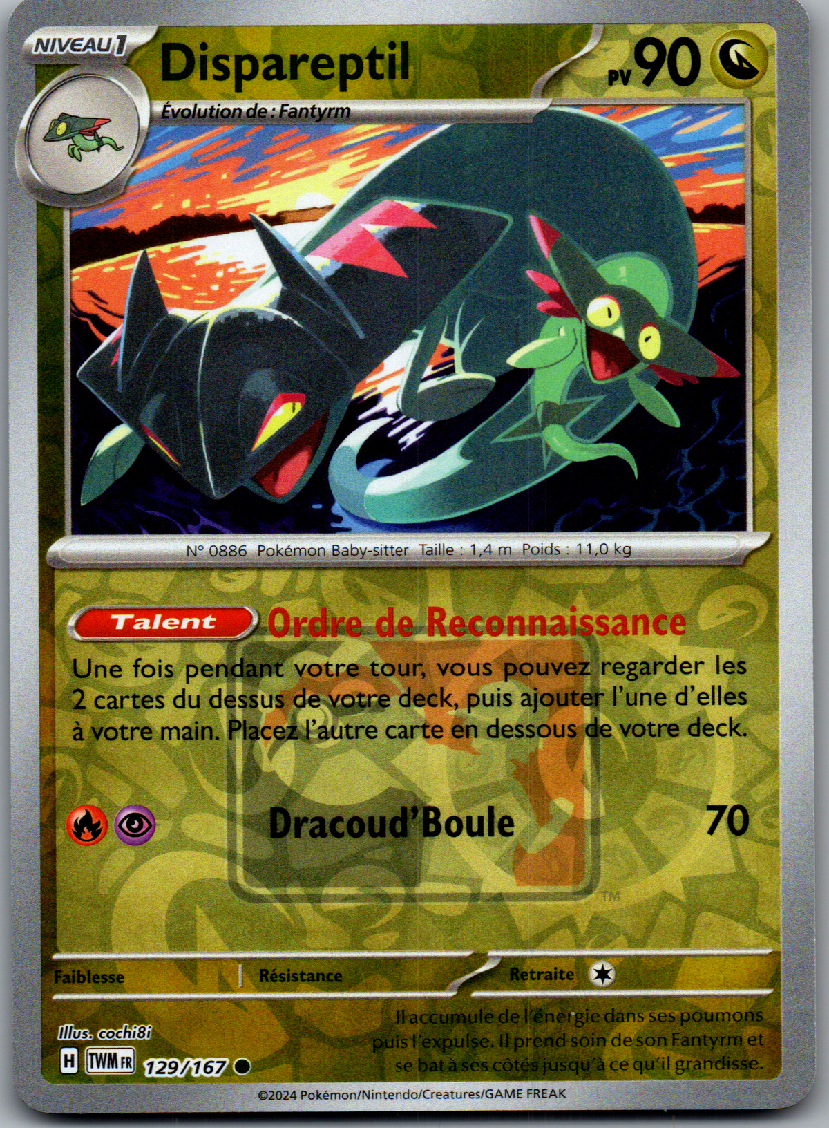 Dispareptil 129/167 Reverse Play! Pokémon Mascarade Crépusculaire FR Near Mint