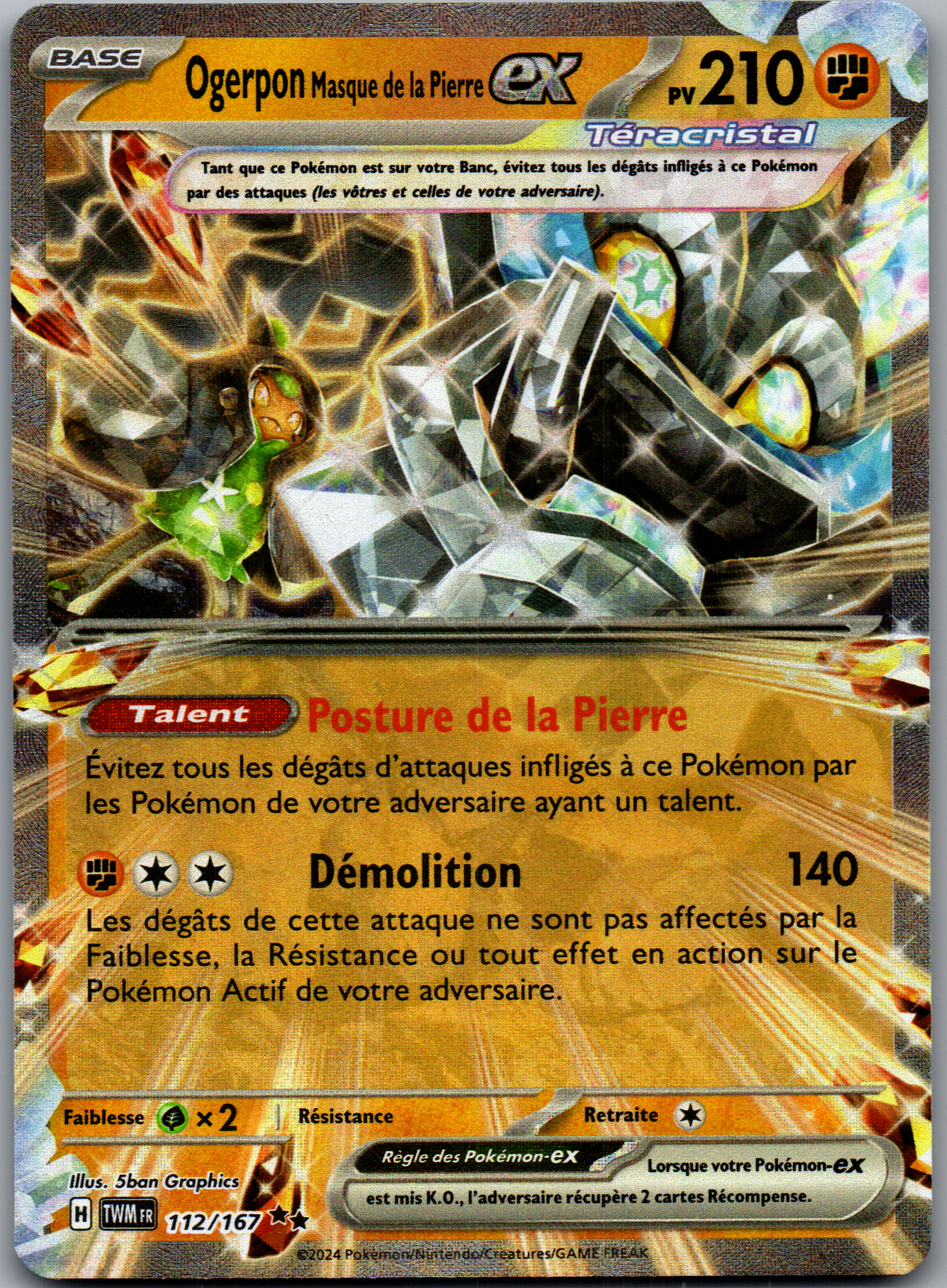 Ogerpon Masque de la Pierre ex 112/167 Holo Téracristal Mascarade Crépusculaire FR Near Mint