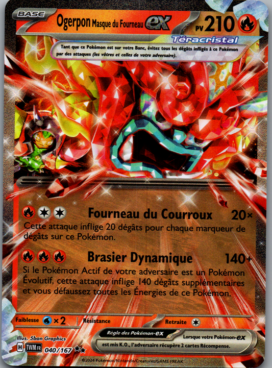 Ogerpon Masque du Fourneau ex 040/167 Holo Téracristal Mascarade Crépusculaire FR Near Mint