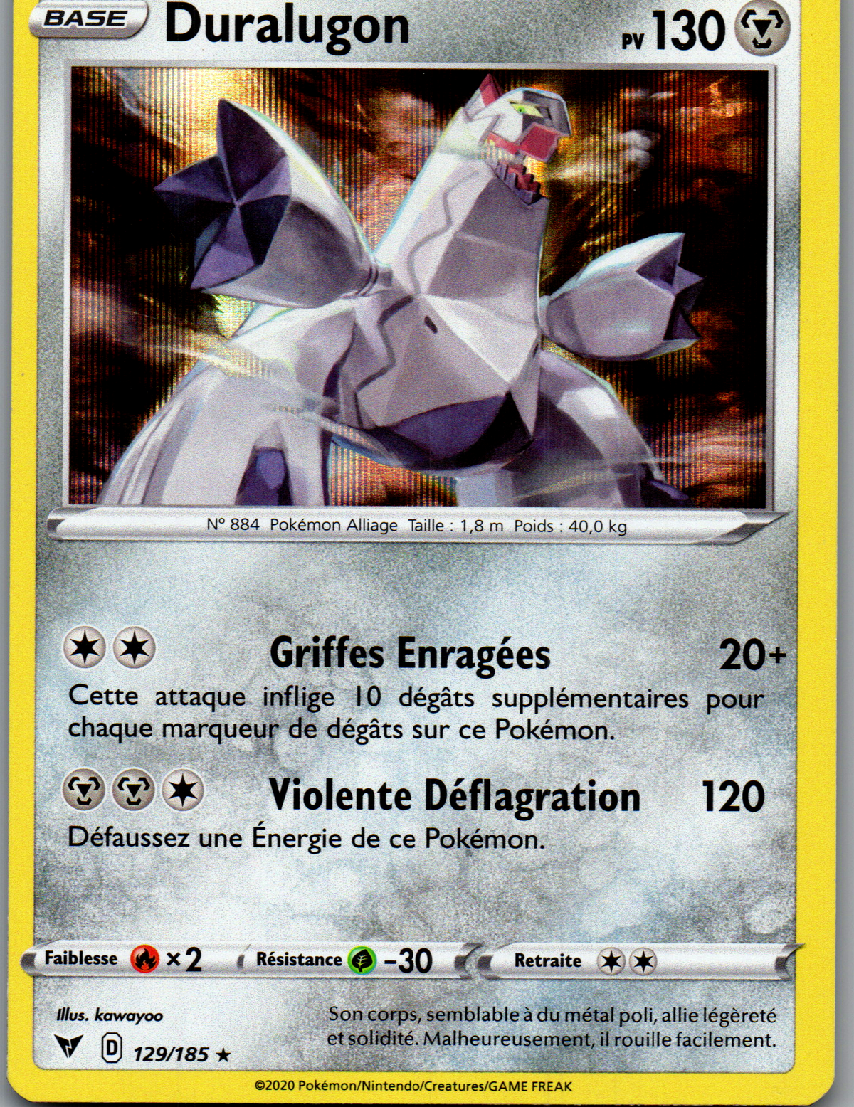 Duralugon 129/185 Rare Holo Voltage Éclatant FR Near Mint