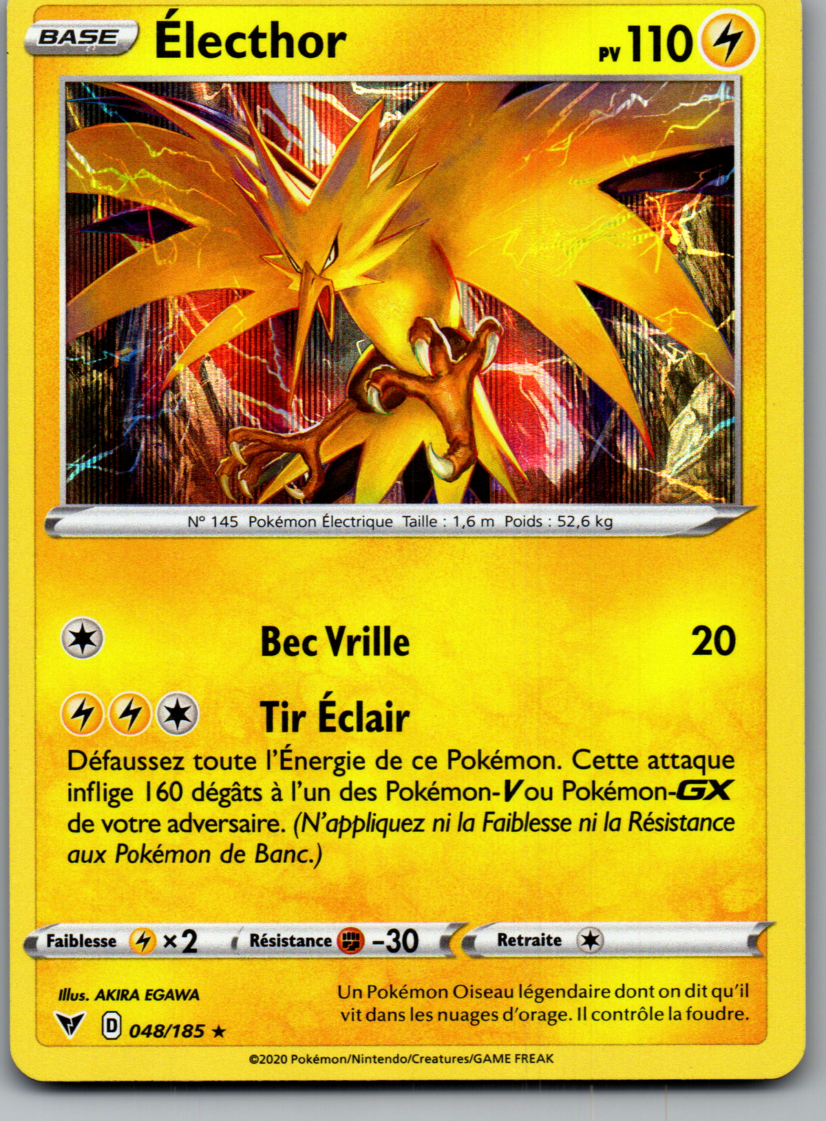 Électhor 048/185 Rare Holo Voltage Éclatant FR Near Mint