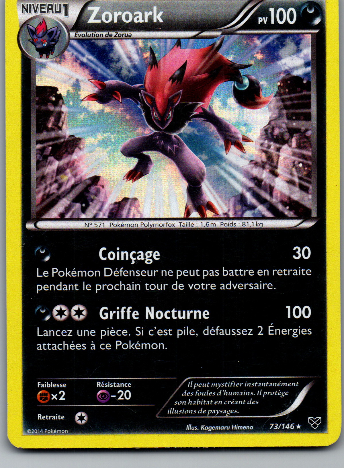 Zoroark 73/146 Rare Holo XY FR Light Played