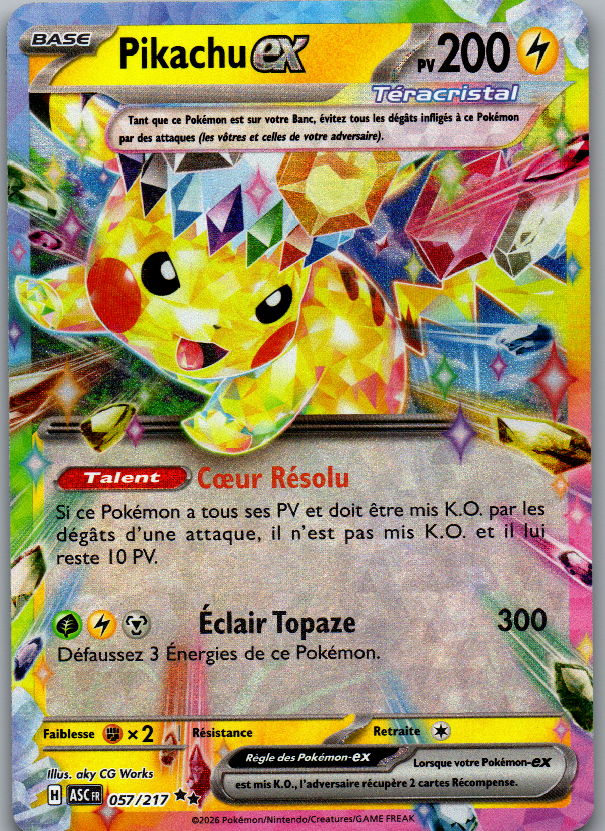 Pikachu ex (057/217) Double Rare Téracristal (Near Mint)
