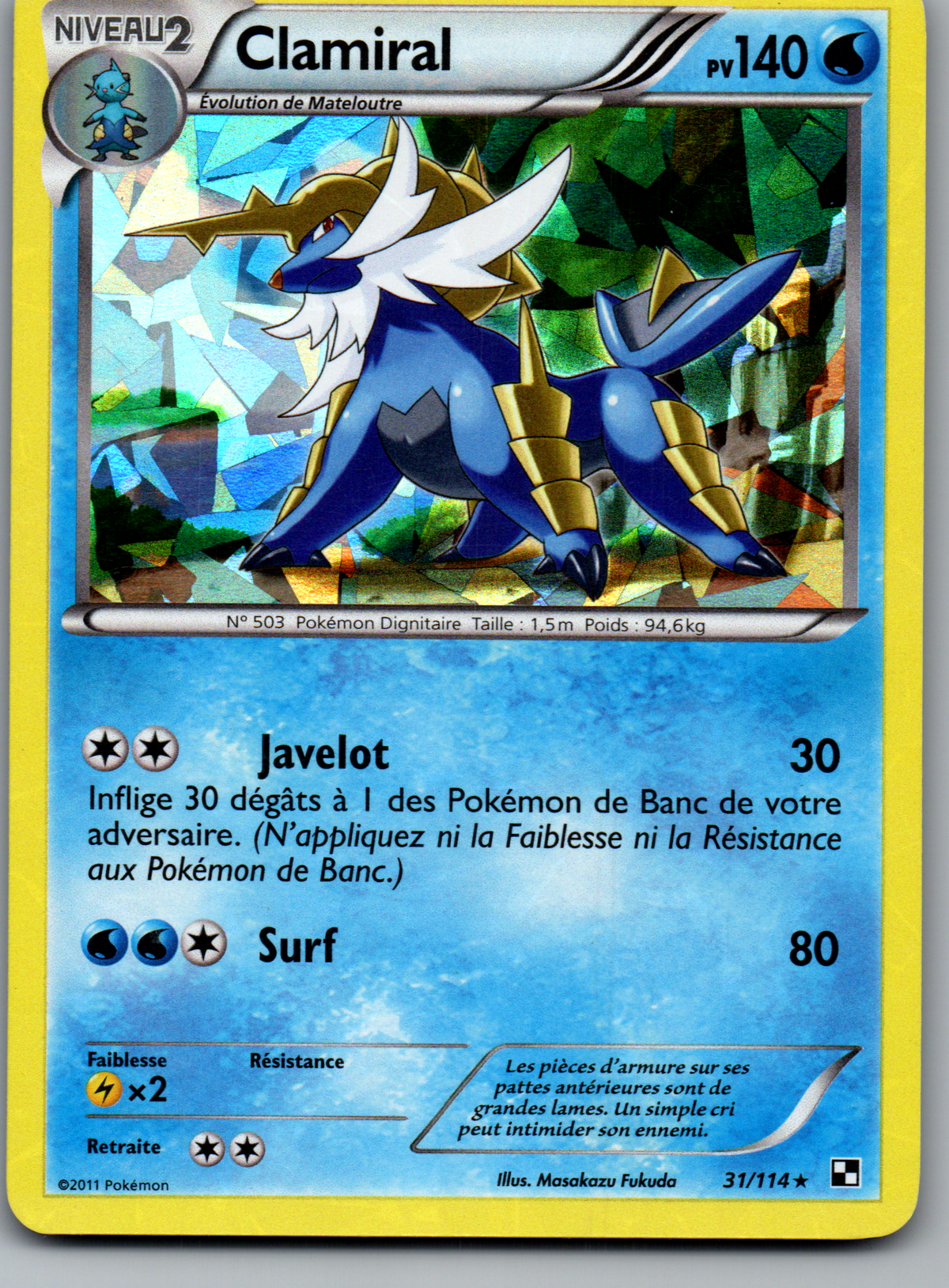Clamiral (31/114) Rare Holo Holofraktor (Excellent)