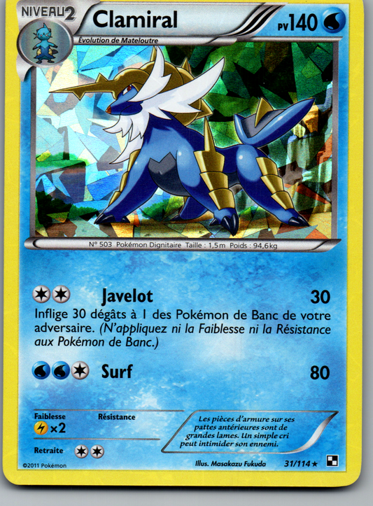 Clamiral (31/114) Rare Holo Holofraktor (Excellent)