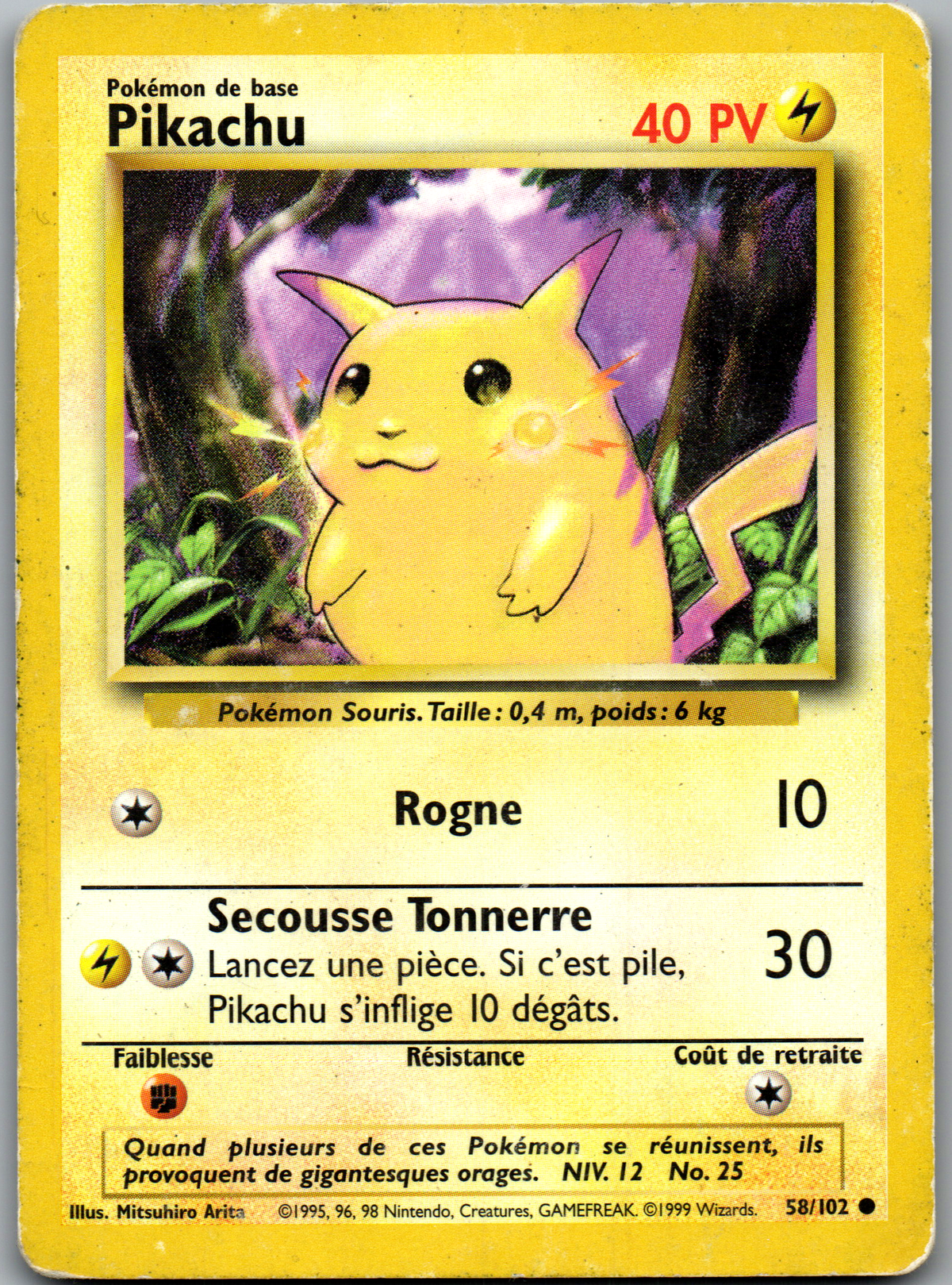 Pikachu (58/102) Commune Non Holo Unlimited (Played)