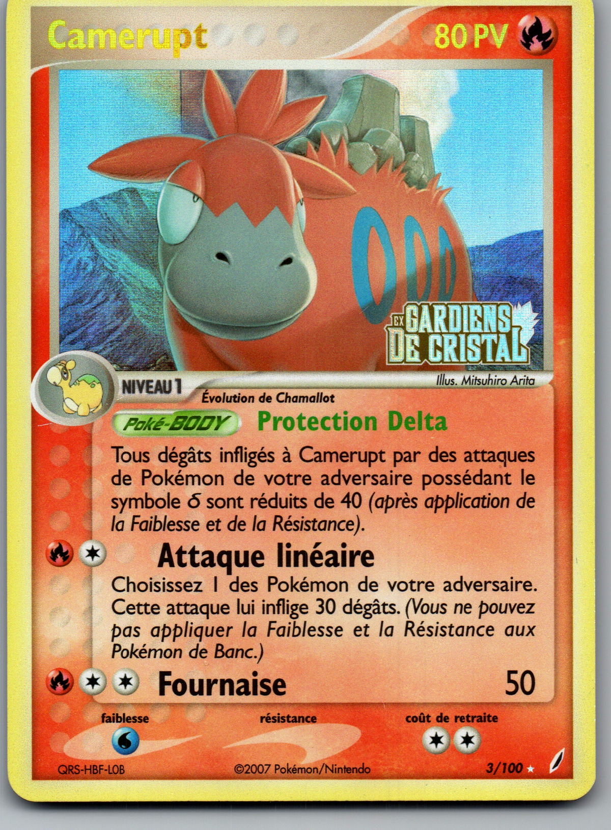 Camerupt (3/100) Rare Holo Reverse Estampillée (Excellent)