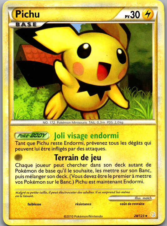 Pichu 28/123 Non Holo français, recto de l’exemplaire