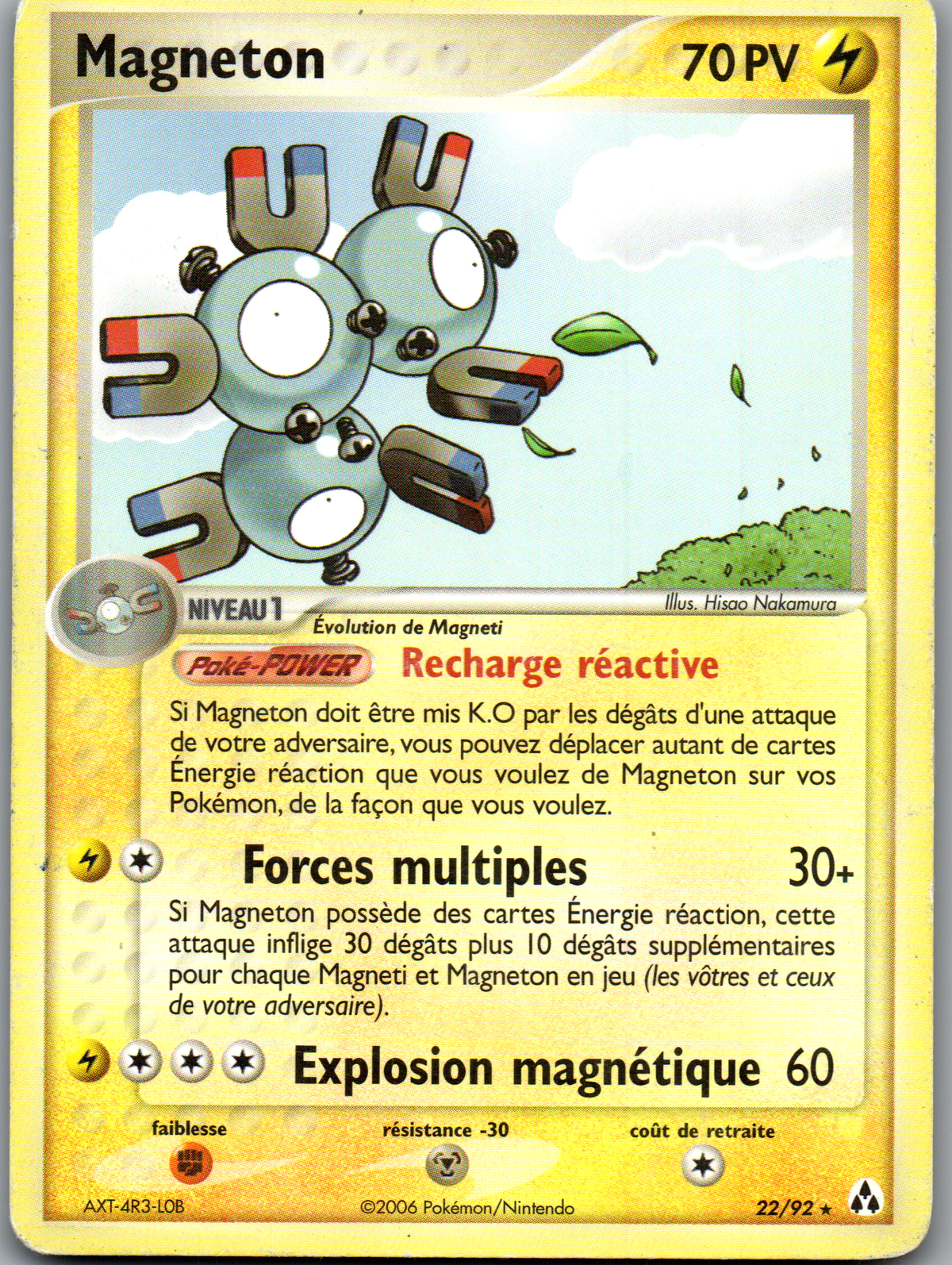 Magnéton 22/92 français Rare Non Holo, recto de l’exemplaire