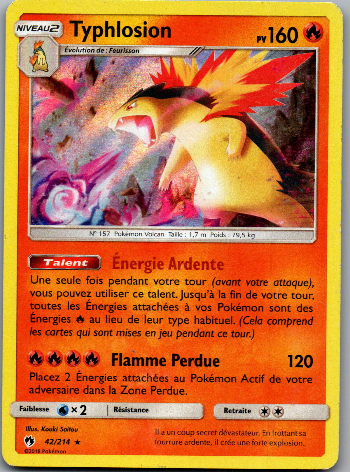Typhlosion 42/214 Holo français, recto de l’exemplaire