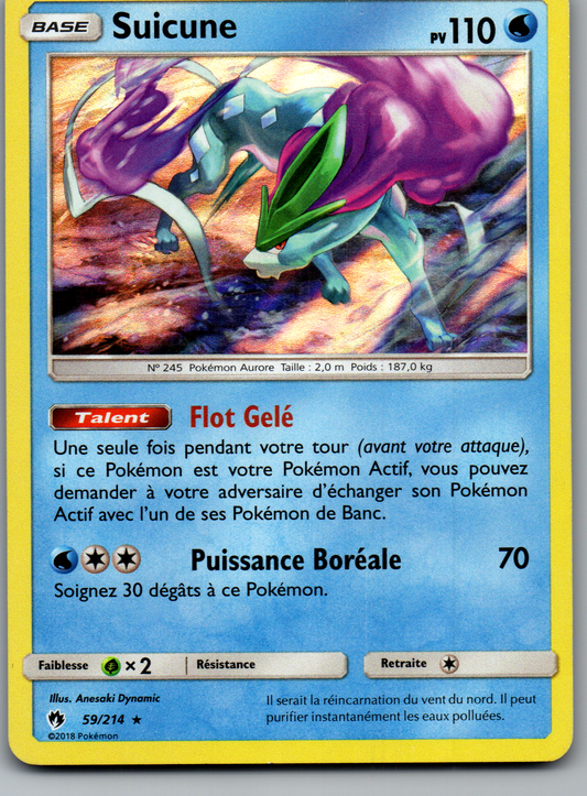 Suicune 59/214 Holo français, recto de l’exemplaire