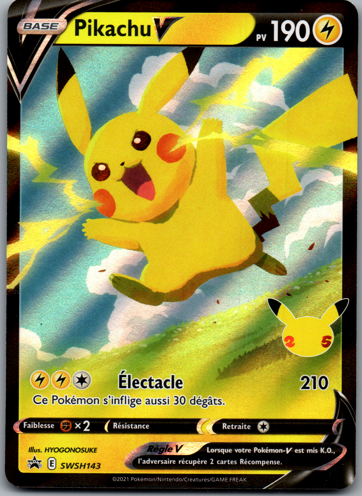 Pikachu V (SWSH143) Promo Full Art 25e Anniversaire (Excellent)