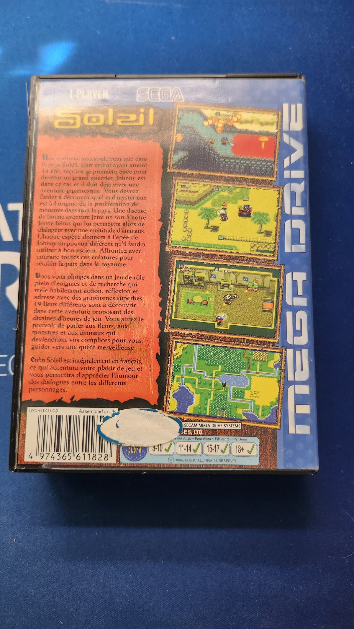Soleil (Complet CIB : Boîte + Cartouche + Notice FR) — SEGA Mega Drive
