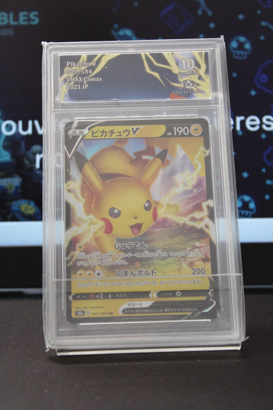 Pikachu V (045/184) Double Rare s8b CollectAura 10 (Gem Mint)
