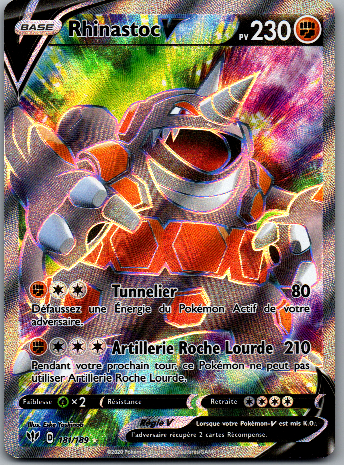 Rhinastoc V Full Art (Ténèbres Embrasées 181/189) (Near Mint)