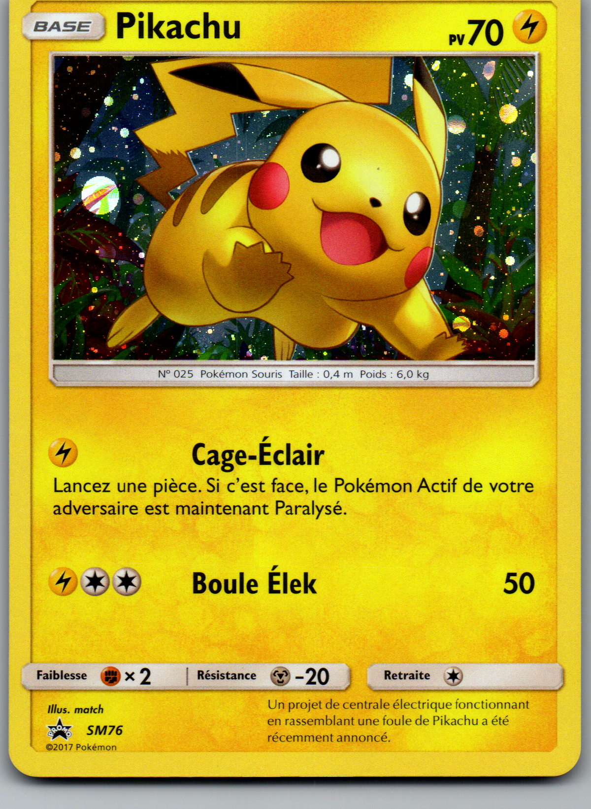 Pikachu Promo Holo Étoilé (Promos SM SM76) (Near Mint)