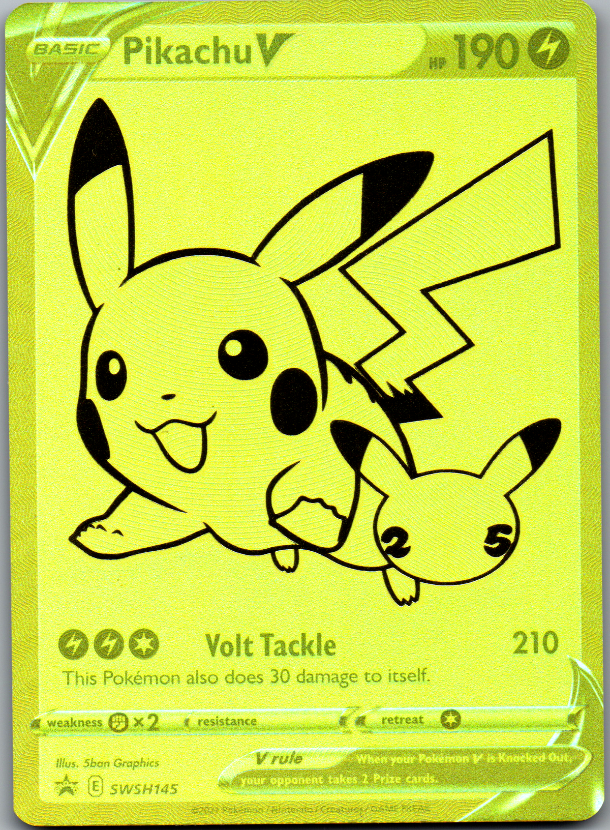 Pikachu V (SWSH145) Promo Gold (Near Mint)