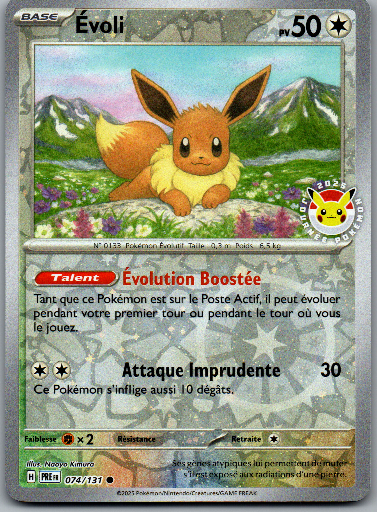 Évoli Promo Stampée Journée Pokémon 2025 (Évolutions Prismatiques 074/131) (Near Mint)